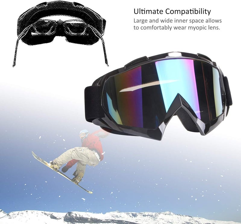 4-FQ Motorcycle Goggles - Dirt Bike & Motocross Goggles, Windproof & Dustproof, Anti-Scratch, Offroad, PU Resin Frame, Black Frame + Color Lens - Image 5